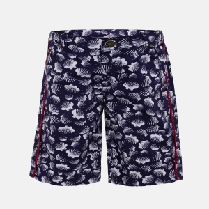 Navy Blue Printed Gabardine Pant
